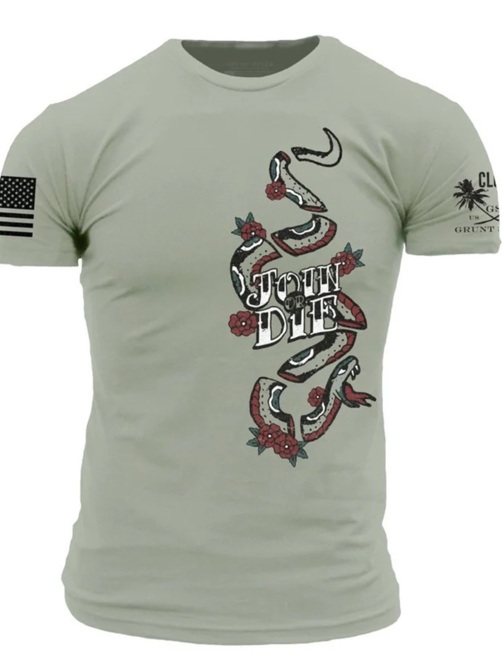 Grunt Style Sage Short Sleeve 'Join or Die' Snake Graphic Tee